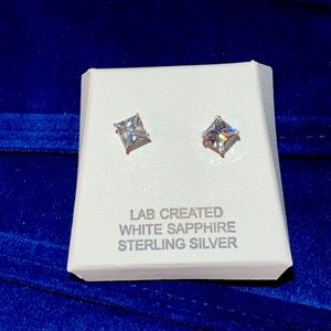 Princess Cut Sterling Silver 2.5K Earrings